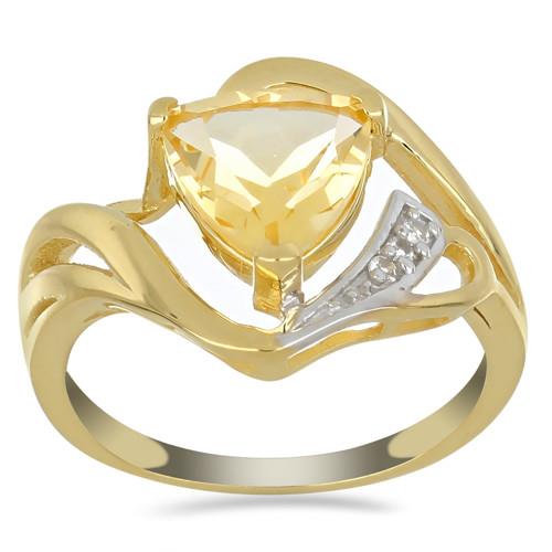 NATURAL CITRINE GEMSTONE CLASSIC RING IN 925 SILVER